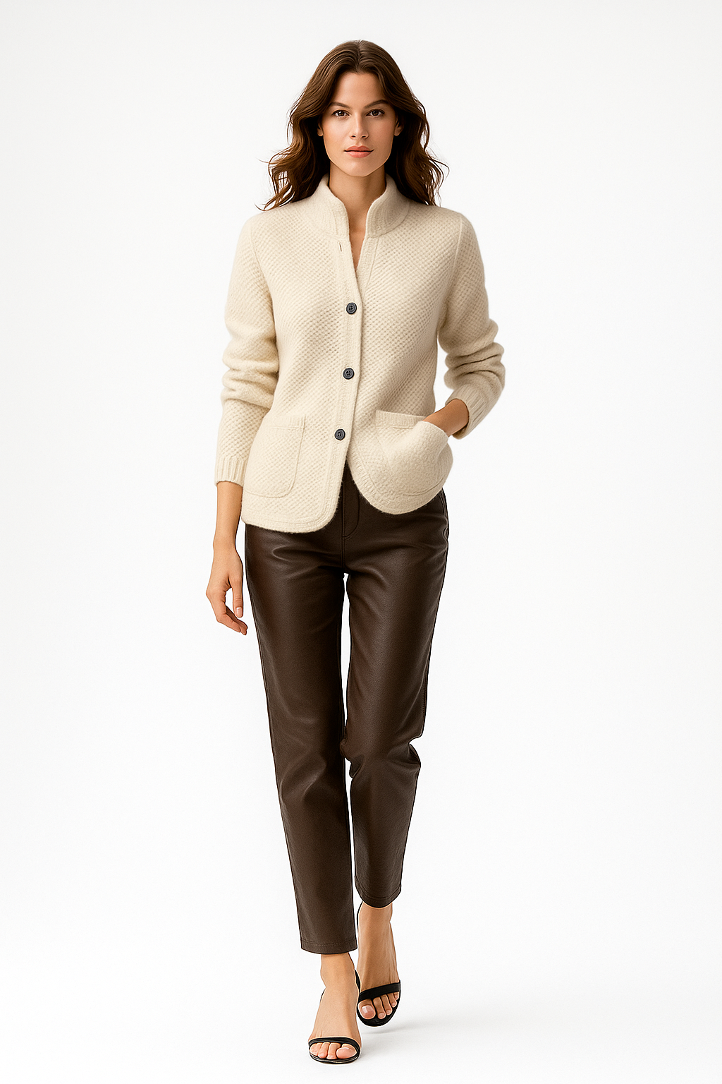 Dámsky kardigán | Hrubý golier | Voľný strih | Teplá pletená kvalita