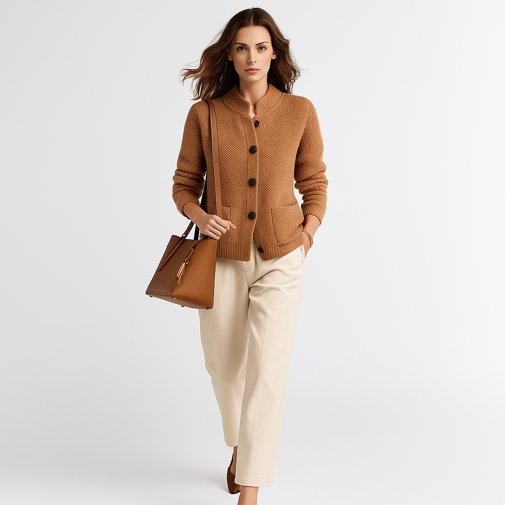 Dámsky kardigán | Hrubý golier | Voľný strih | Teplá pletená kvalita