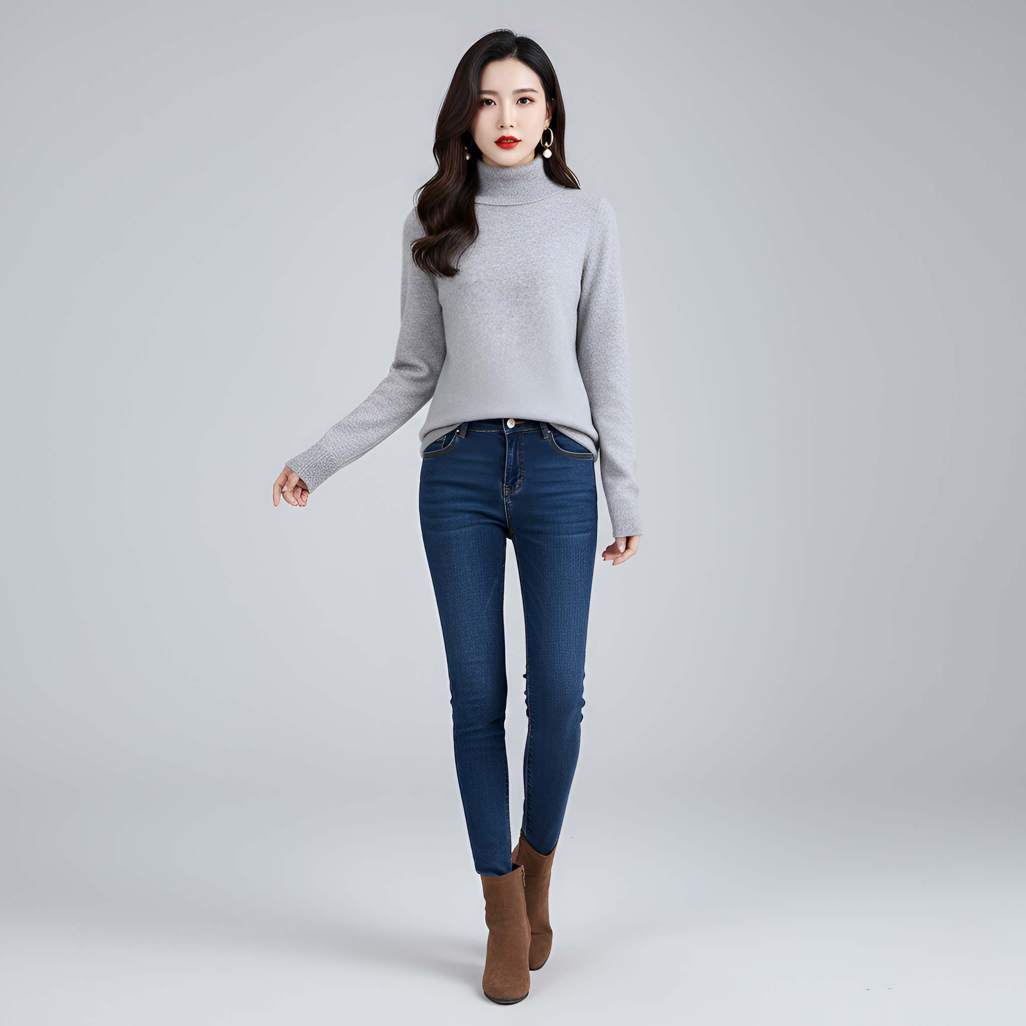 Γυναικεία πλεκτή μπλούζα με ριγέ γιακά σε απαλό πλεκτό ύφασμα