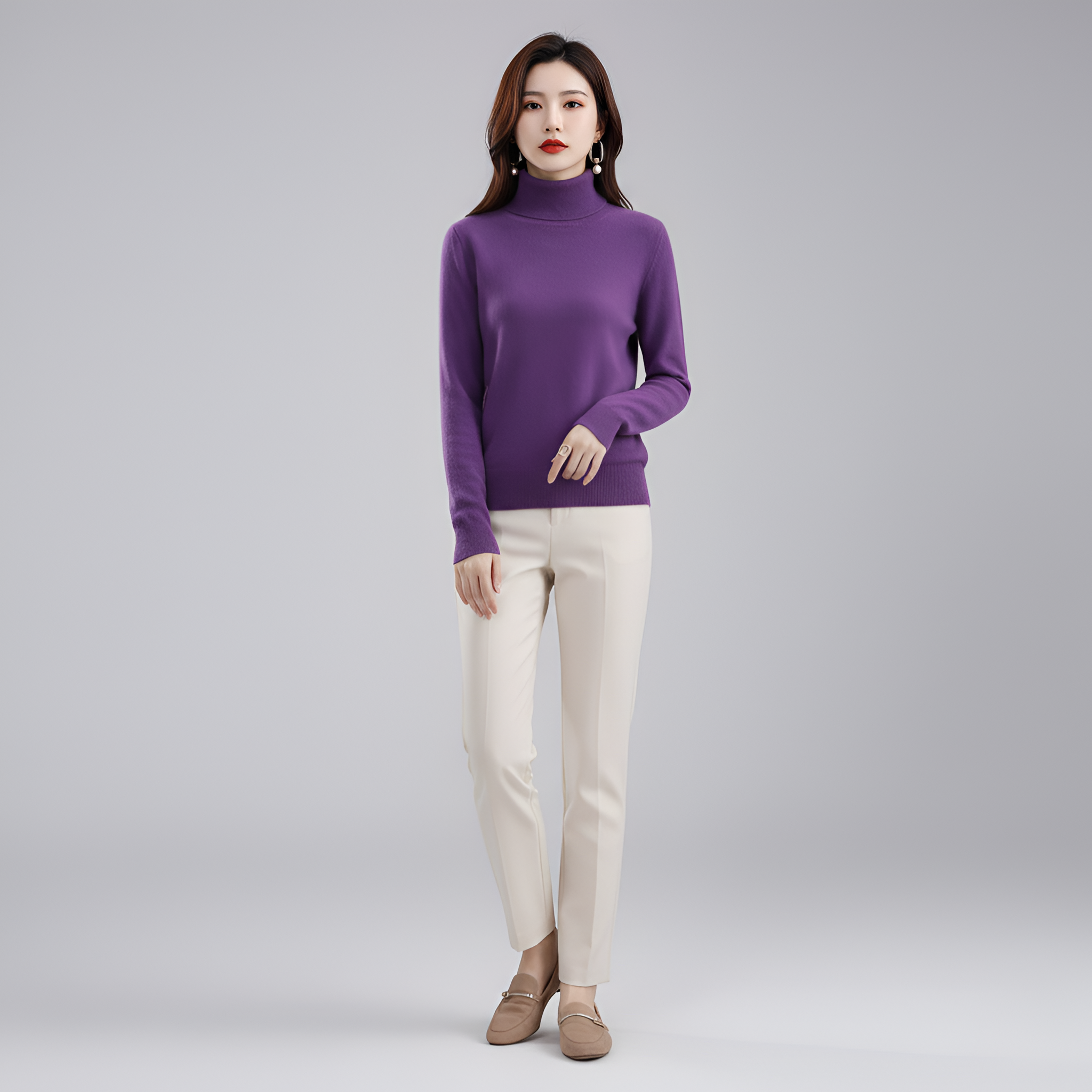 Γυναικεία πλεκτή μπλούζα με ριγέ γιακά σε απαλό πλεκτό ύφασμα