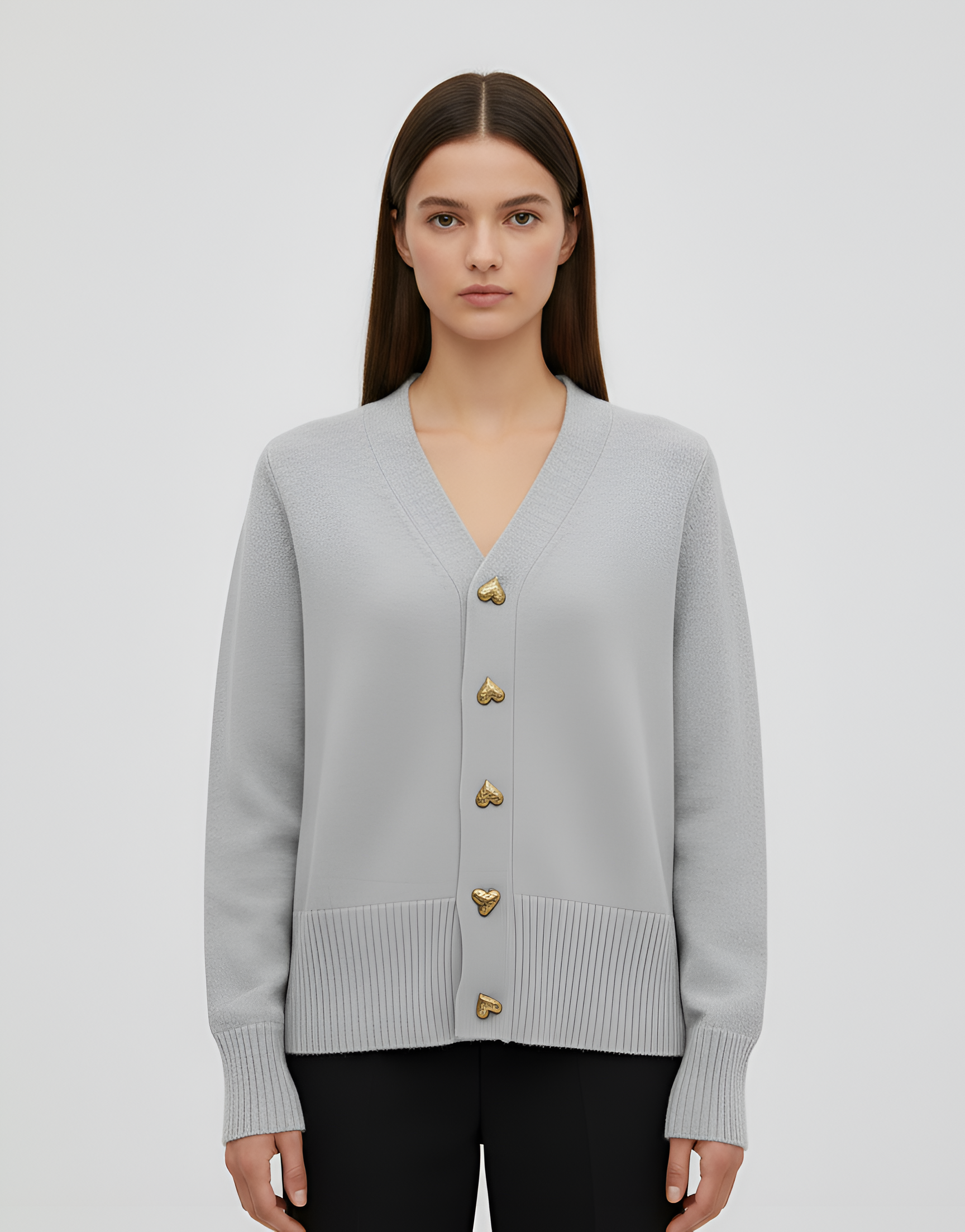 Πλεκτή ζακέτα γυναικεία με κουμπιά και λαιμόκοψη σε σχήμα V