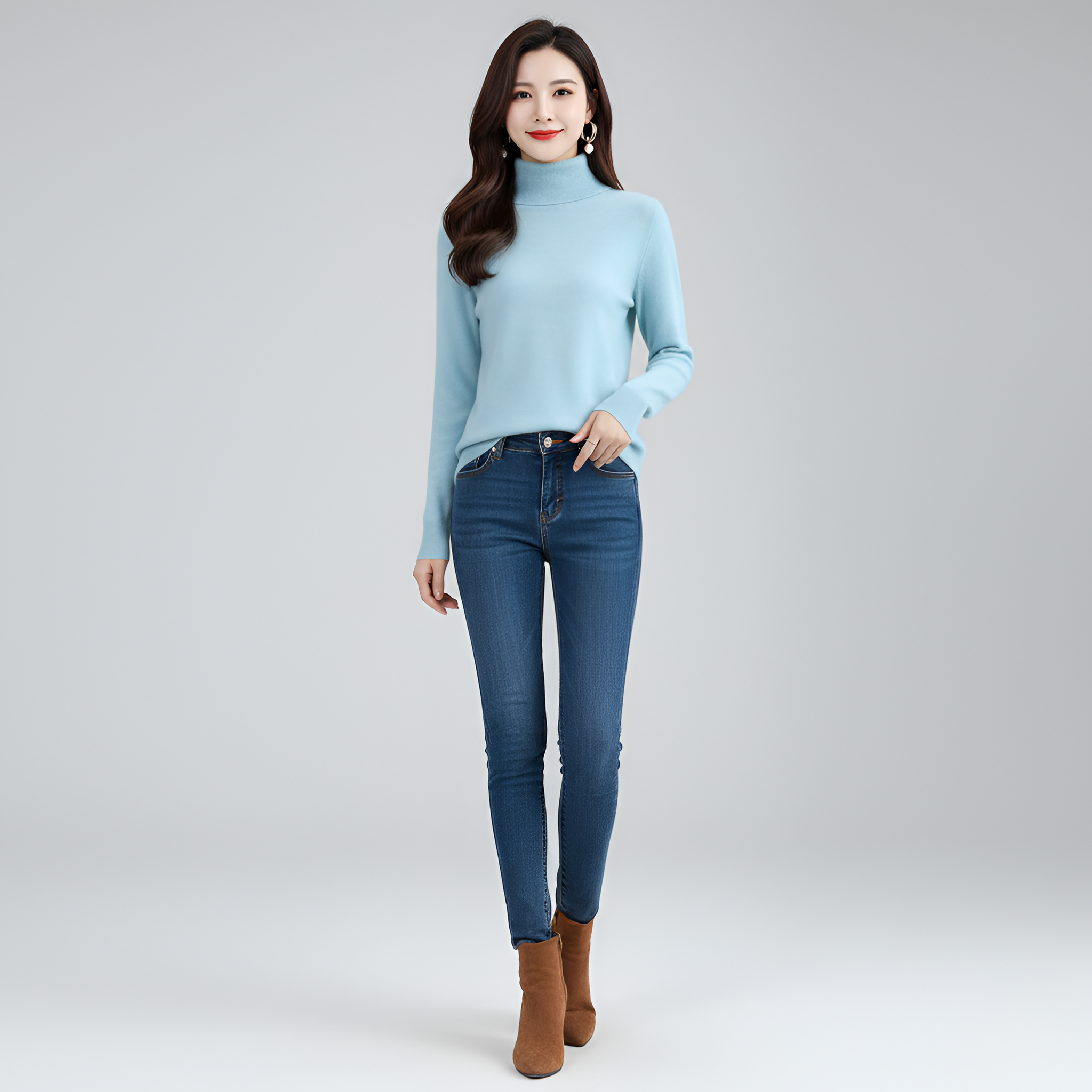 Γυναικεία πλεκτή μπλούζα με ριγέ γιακά σε απαλό πλεκτό ύφασμα