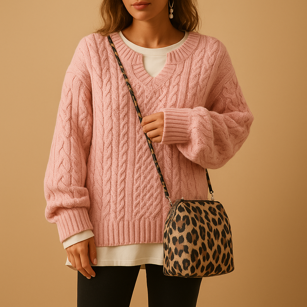 Dámsky sveter s výstrihom do V | Mäkký pletený materiál v pohodlnom strihu